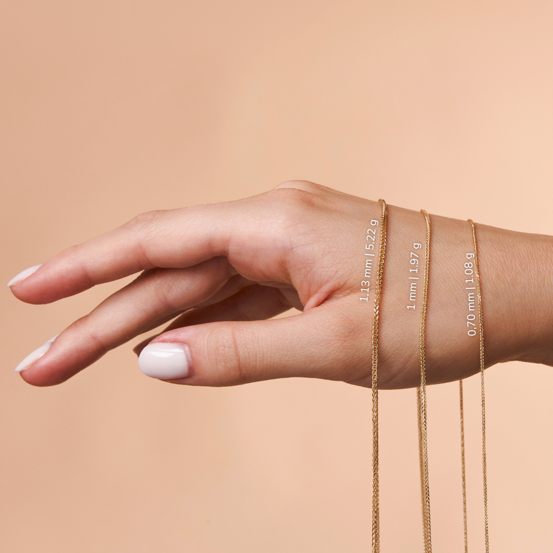 14K Gold Diamon-Cut Spiga Wheat Chain - Made in Italy