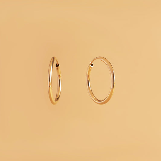 14k Gold Polished Hoop Earrings - Made in Italy