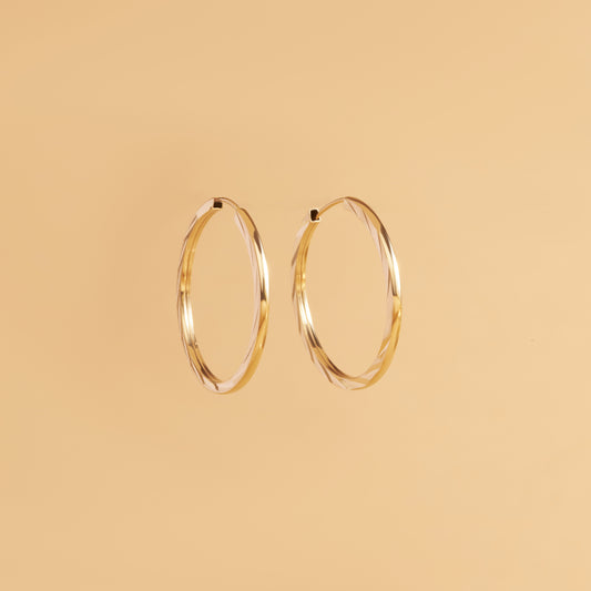 14K Gold Diamond-Cut Hoop Earrings - Made in Italy