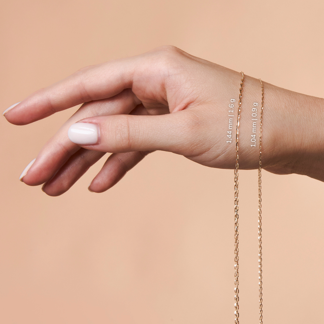 14k Gold Diamond-Cut Long Oval Anchor Chain - Made in Italy