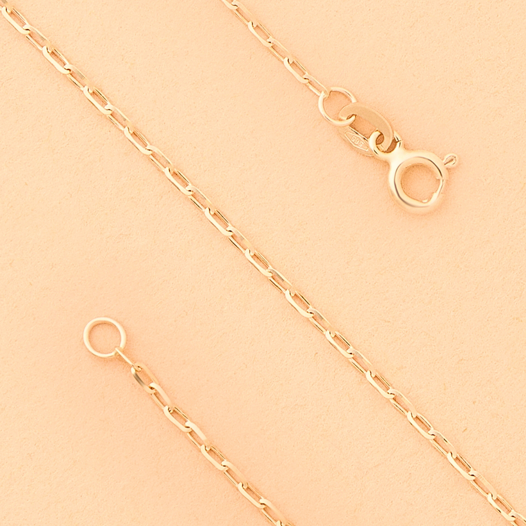 14k Gold Diamond-Cut Long Oval Anchor Chain - Made in Italy