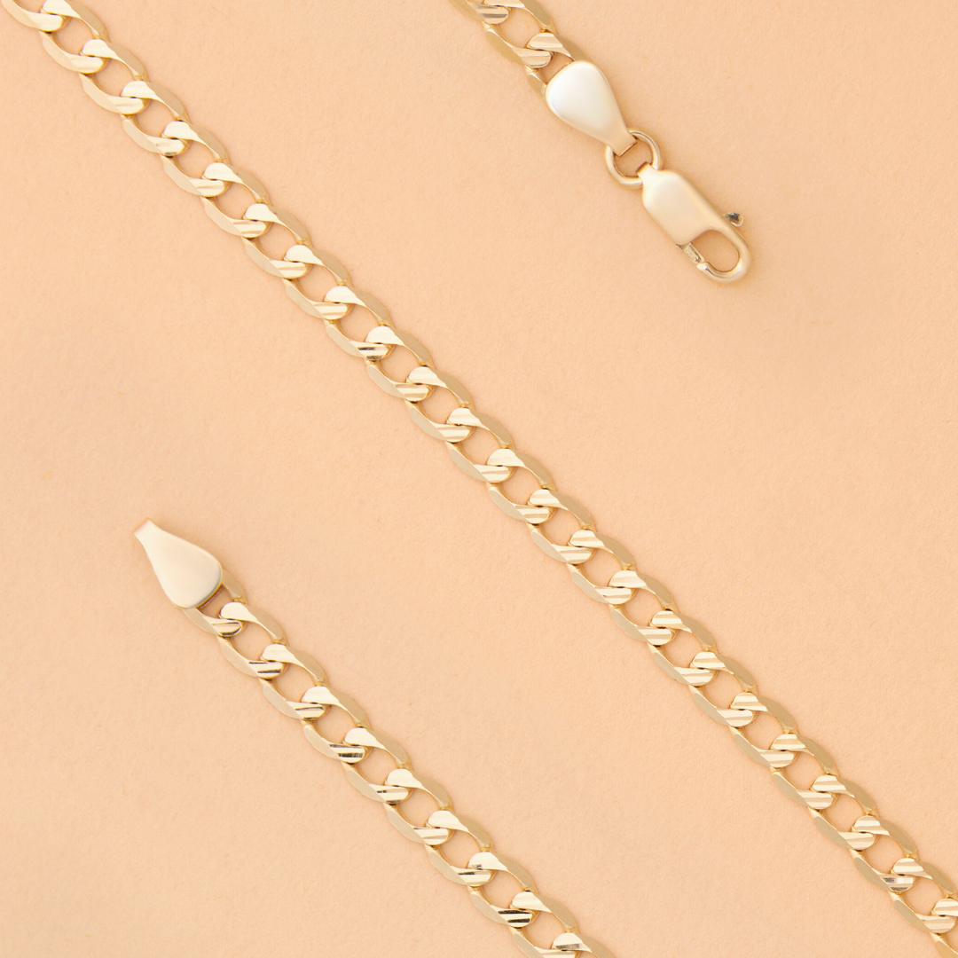 14K Gold Diamond-Cut Cuban Link Chain - Made in Italy